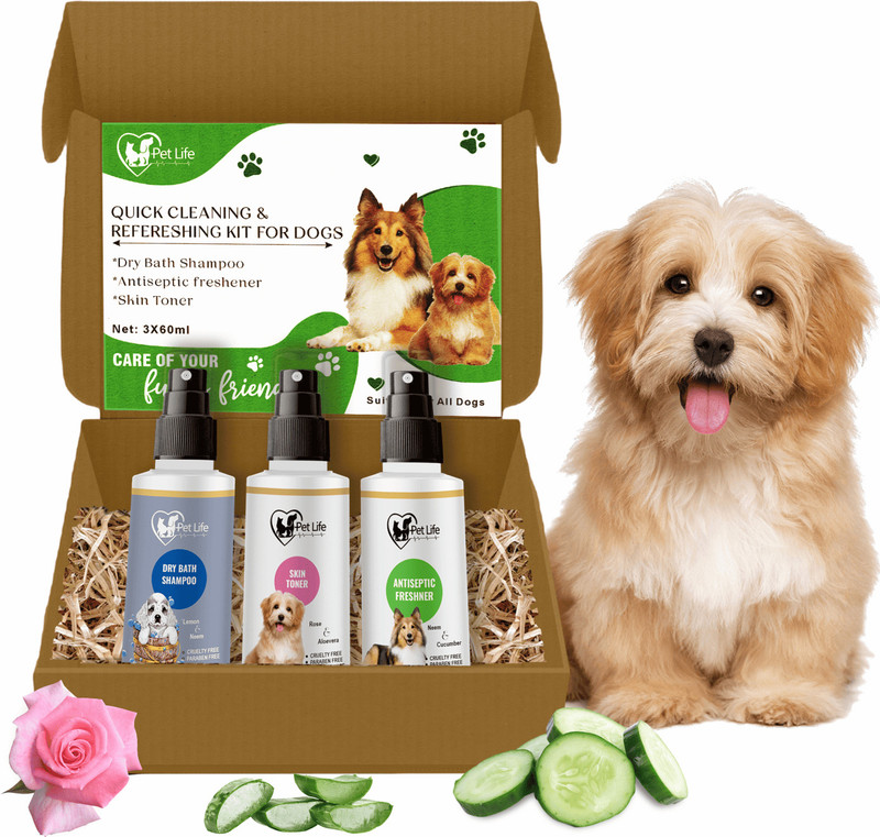Pet Life Quick Cleaning & Refreshing Kit for Dog |Cleaner & Smoother Coat, Controls Odour Pet Spa Kit