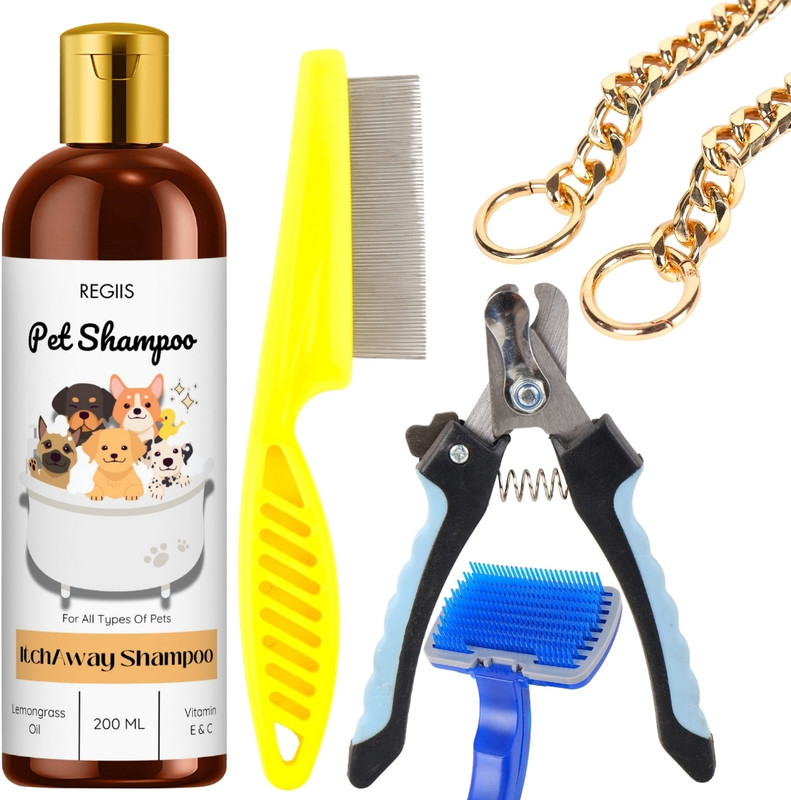 Regiis Complete Dog Grooming Set with Shampoo, Brushes and Nail Clipper Pet Spa Kit