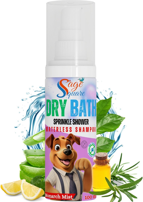 Sage Square Monarch Mist Dry Bath: Hygienic Grooming for Dogs & Puppies, Soothes Skin Pet Spa Kit