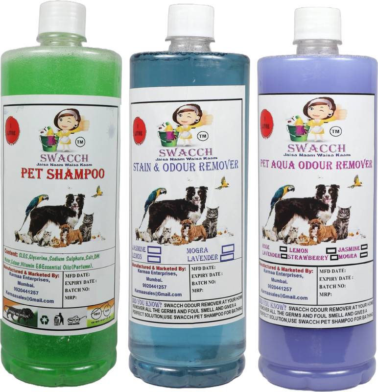swacch Shampoo(Neem Alovera)+Deodorizer(Lavender)+Stain Remover(Rose)(pack of 3) Pet Spa Kit