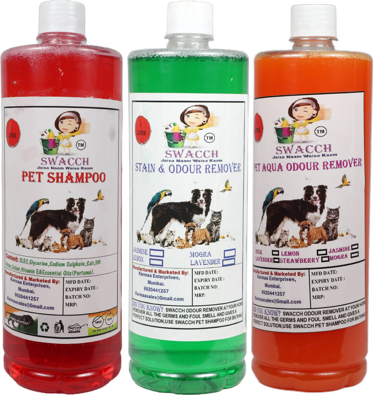 swacch Shampoo(Starwberry)+Deodorizer(Jasmine)+Stain Remover(Lavender) (pack of 3) Pet Conditioner(3000 ml)