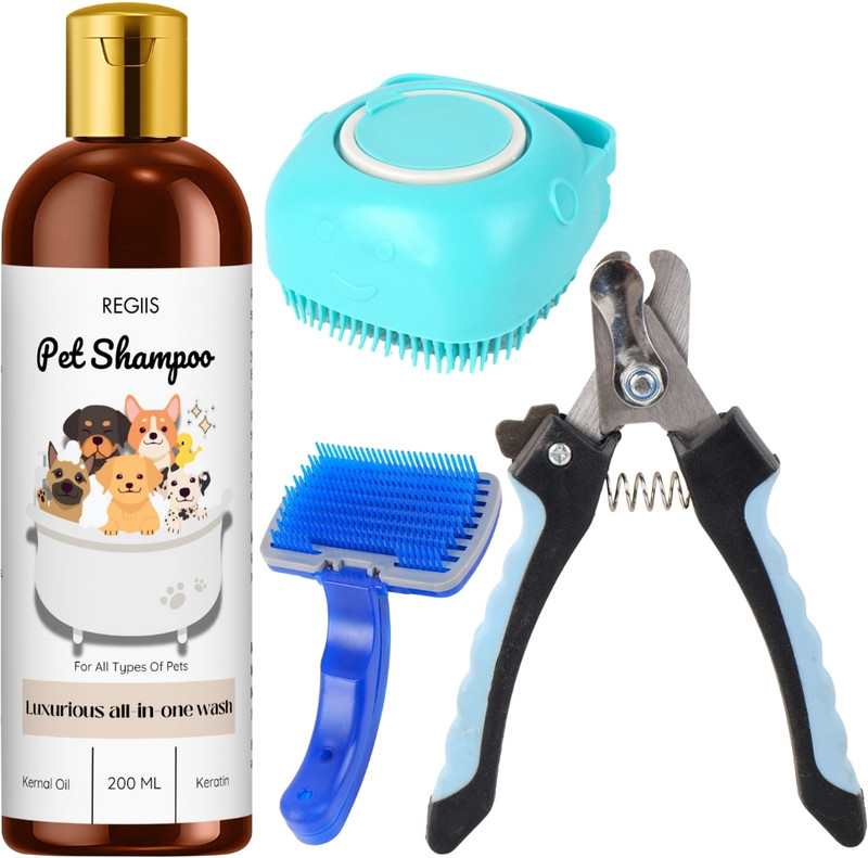 Regiis Pet Bath and Grooming Combo with Dual Shampoo and Care Tools Pet Spa Kit