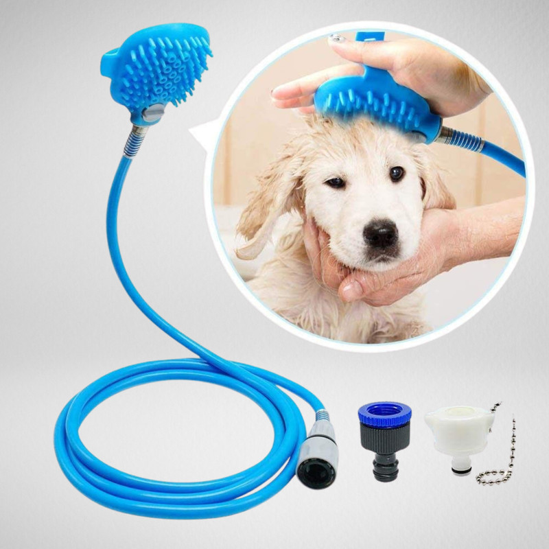 GOVAVI Pet Bathing Tool Shower Sprayer Massager with Brush, 2 in 1 Shower and Scrubber Pet Spa Kit