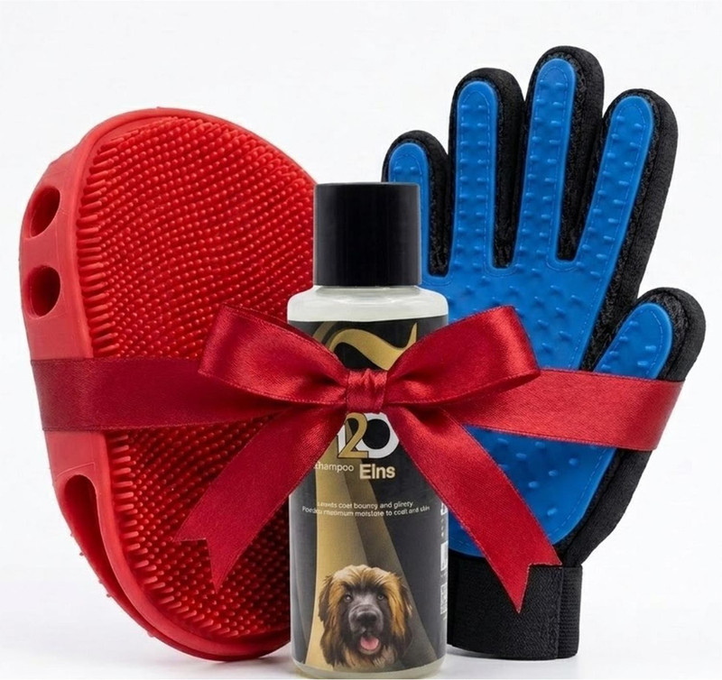 Emily Pets Dog Bath Grooming Kit Shampoo Silicone Brush De Shedding Glove Set Pet Spa Kit