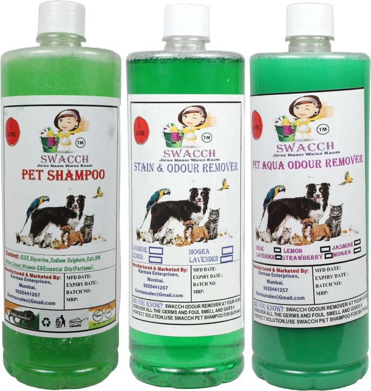 swacch Shampoo(Jasmine)+Deodorizer(Lemon)+Stainremover(Lemon) ( pack of 3) Pet Conditioner(3000 ml)