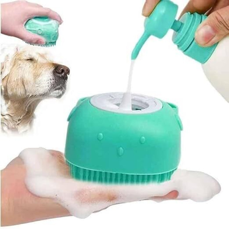 THE DDS STORE Dog Bath Brush Soft Silicone Dog Shampoo Brush | Pet Shampoo Massage Dispenser Pet Spa Kit