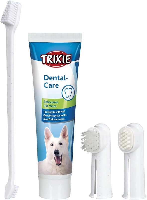 trixie Dog Dental Hygiene Set with 1 Toothpaste (100GM) and 3 Toothbrush Set Pet Toothbrush(DOGS)