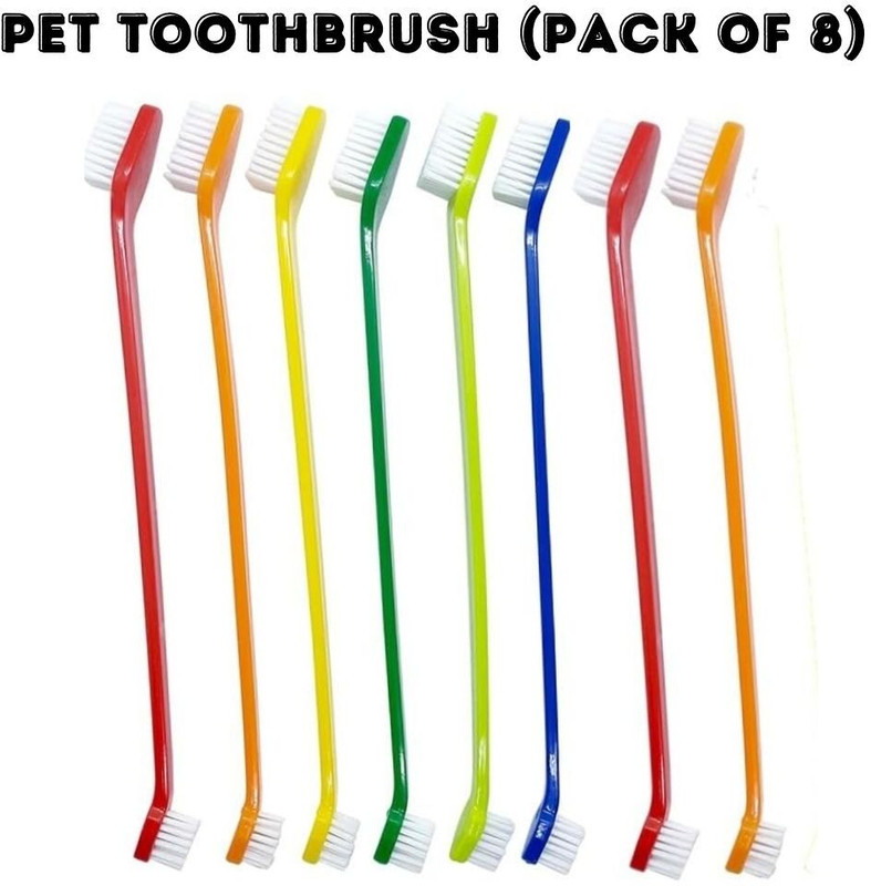 Petfun Dog Double Headed Toothbrush pack of 8 Pet Toothbrush(ALL DOGS)
