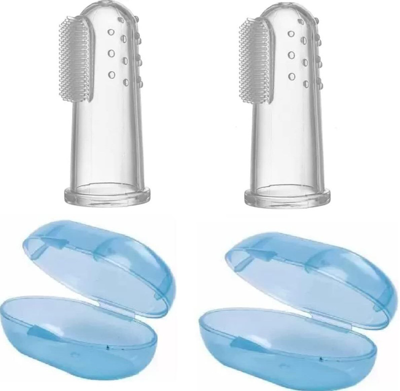 Pet Guard 2pcs Unique Silicon Tooth & Gum Cleaning Finger Brush with carry case Pet Toothbrush(Small Pets)