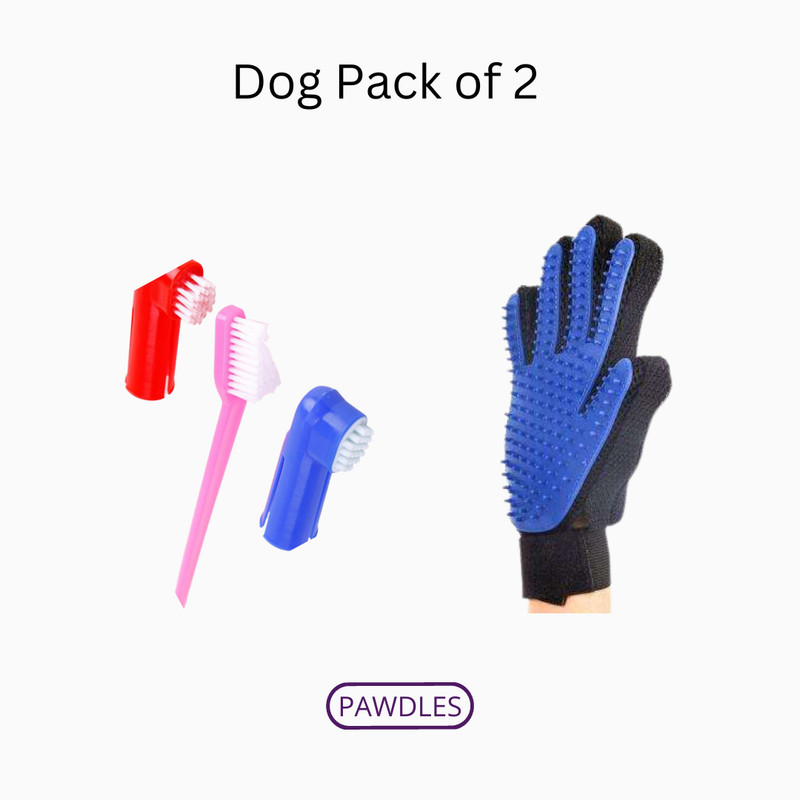 pawdles Dog Combo Pack of 2 ( Toothbrush + Glove ) Pet Toothbrush(Dog)