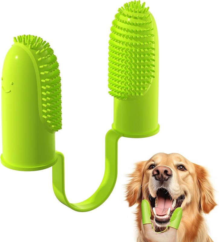 ZEIXERA 1Pcs Double Finger Dog Toothbrush, Two Finger Toothbrush for Pets Dental Care Pet Toothbrush(All Type Dog)