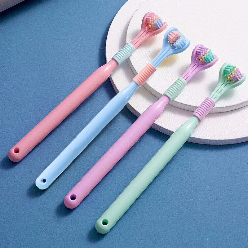 TWINZEN Pet Toothbrush- Triple Head Multi Angle Non-Slip Toothbrush for Easy Dental Care Pet Toothbrush(Puppy, Cat, Dogs, Pet)