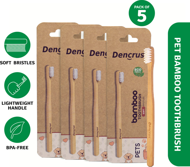 Dencrus Pack of 5 Pet Bamboo Toothbrush | Eco-Friendly Pet Oral Care | Pet Toothbrush(Dogs, Cats)