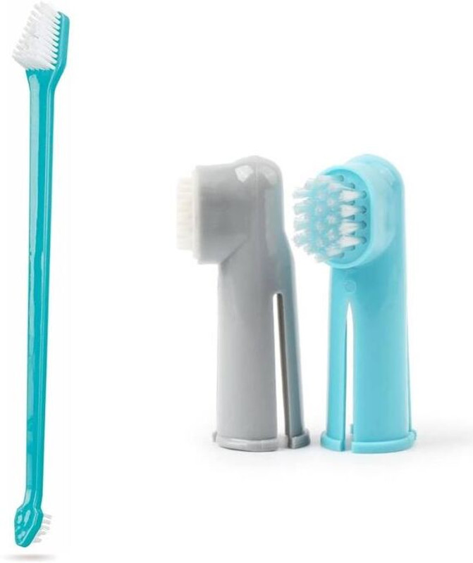Petstreet 1 Dual-Head Toothbrush + Finger Brushes Pet Toothbrush(Dog, Cat)