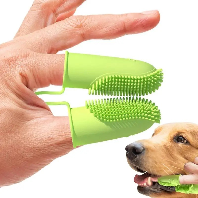 DOKMOE Dog Finger Toothbrush, Double Finger Brush, Two Finger Toothbrush Pet Toothbrush(Medium and Large Dogs)
