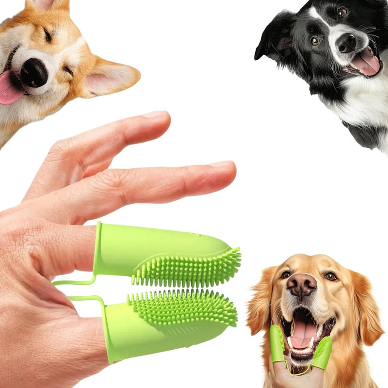 DENFY Double Finger ToothBrush for Dogs, Pet Toothbrush Pet Toothbrush(Medium Dogs, Large Dogs, cat, pet)