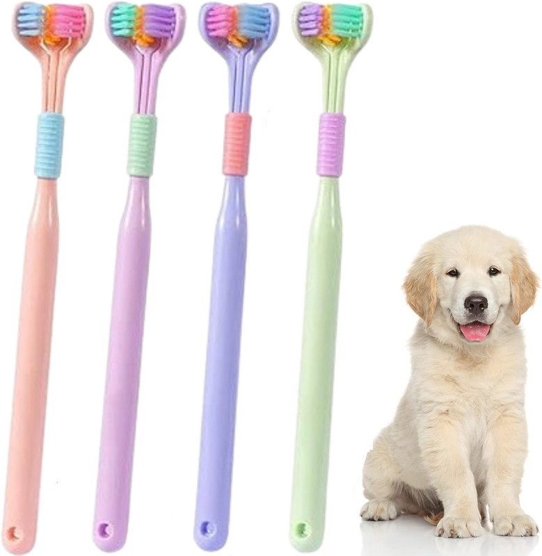 Hofason Three-Sided Soft Toothbrush, Effective Wrap-Around Design, Deeply to Clean Teeth Pet Toothbrush(Dog, Cat, Pets)