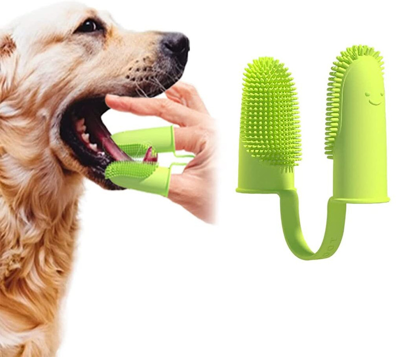 KIDWILL Double-Finger Toothbrush Dental Care for Puppies, Pet Toothbrush(All Type Dog)