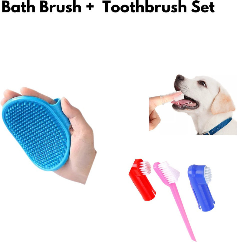Regiis Bath Brush + ToothBrush ( Pack of 2 ) Pet Toothbrush(Cats and Dogs)