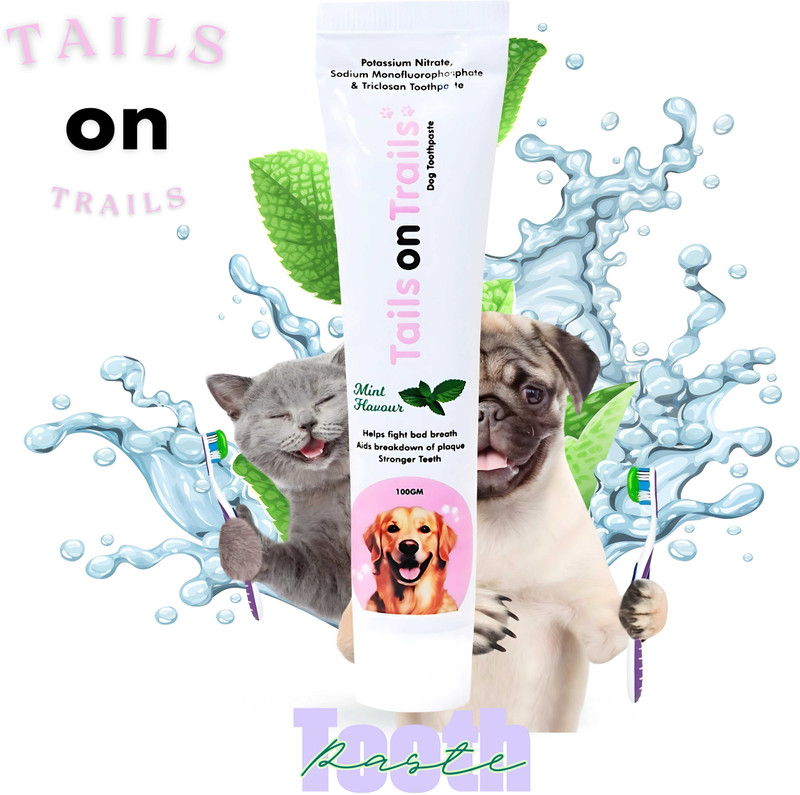 Tails on Trails Dog Tooth Paste for Fresh Breath & Clean Teeth | Remove Plaque, Tartar and Odor Pet Toothpaste(Dogs, Cats)