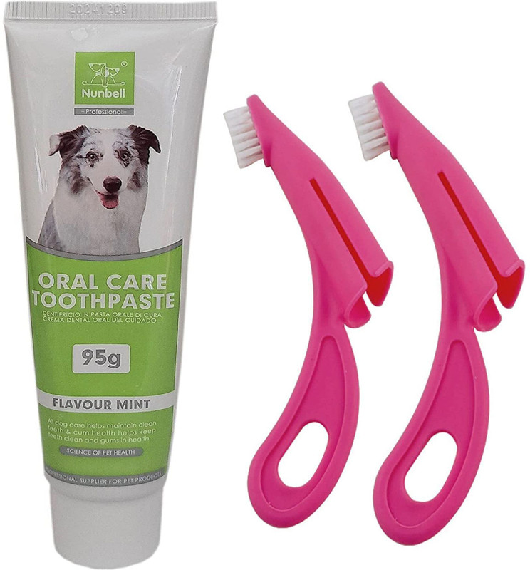 Pet Needs Mint Flavor Dog Toothpaste 95g With Dental Plastic Finger Toothbrush Pet Toothpaste(Dog)