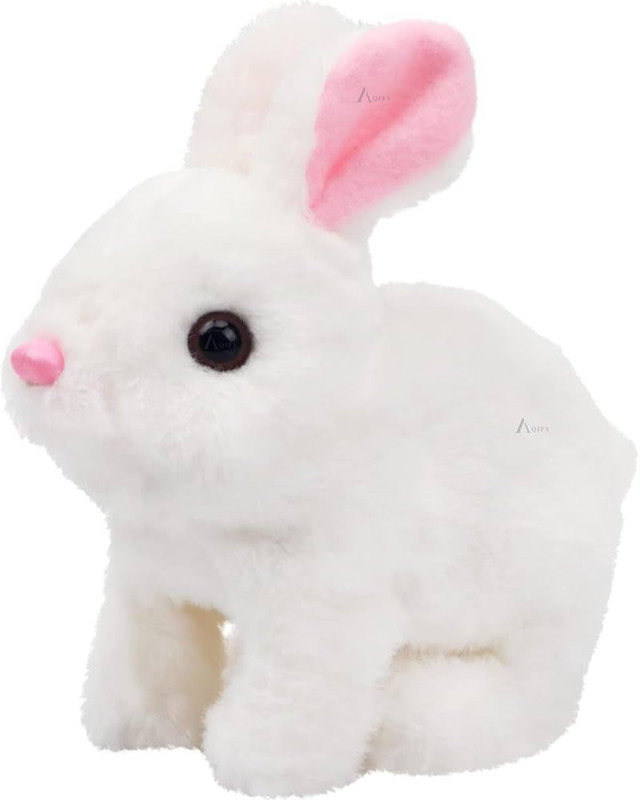 Tileez Hopping Walking Bunny Toy with Sounds, Jumping Rabbit Wiggling Ears, Moving Soft(White)