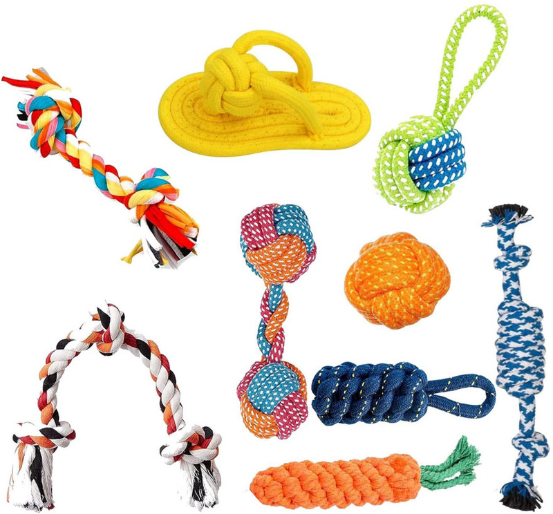 DogTrust Dogs Large Dogs, Dog Toy Rope, Dog Tug of War Toy, Teething PACK OF 9 Cotton Chew Toy For Dog