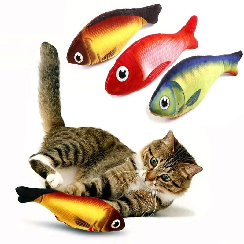 Pet Needs Catnip Fish Toys for Cats-Interactive Plush for Kitten Toy-Pack of 1 Nylon Plush Toy, Squeaky Toy, Fetch Toy For Cat