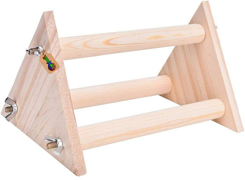 DreamAuro 16 Inch/ 41cm Natural Wood Training, Exercise 3 Stairs Playful Perch Bird Stand Wooden Training Aid, Stick For Bird