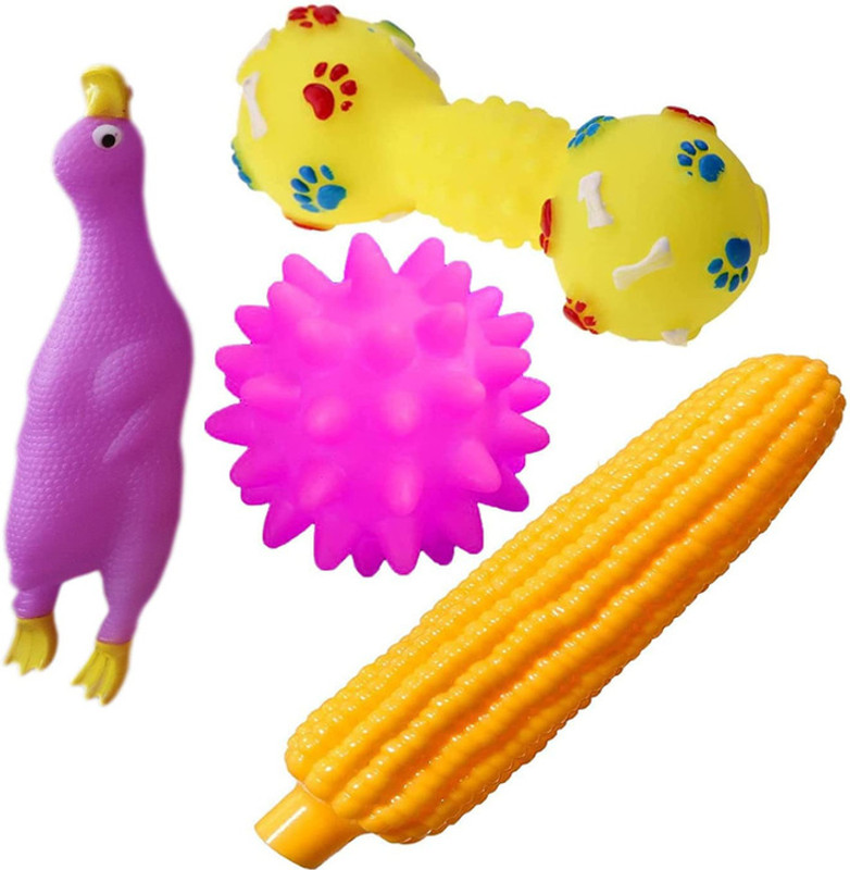 DogTrust Puppy,Duck,Dumbell,Corn,Ball Rubber Chew Toy For Dog & Cat