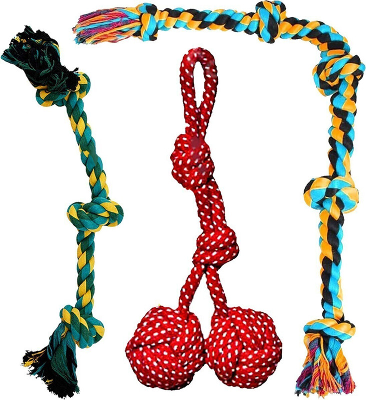 THE DDS STORE Dog Toys Indestructible for Small/Medium Dogs, Puppy Teething Toy Bone Cotton Chew Toy, Ball, Fetch Toy, Tough Toy, Training Aid For Dog & Cat