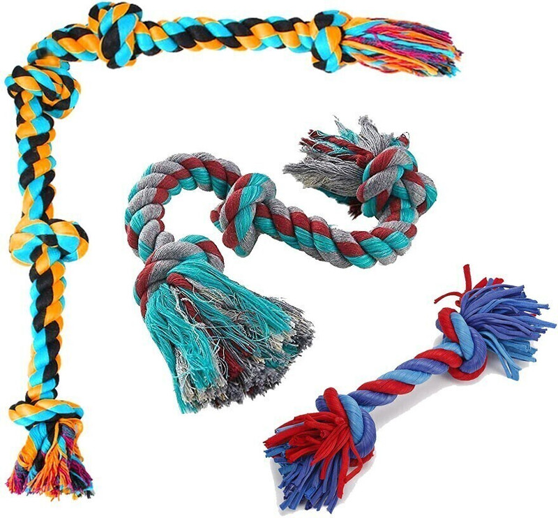YOUHAVEDEAL Puppy chew Toys, Dog Toys, 2 Knot, 3 Knot, 5 knot Rope Toys Cotton Chew Toy, Training Aid, Training Aid For Dog