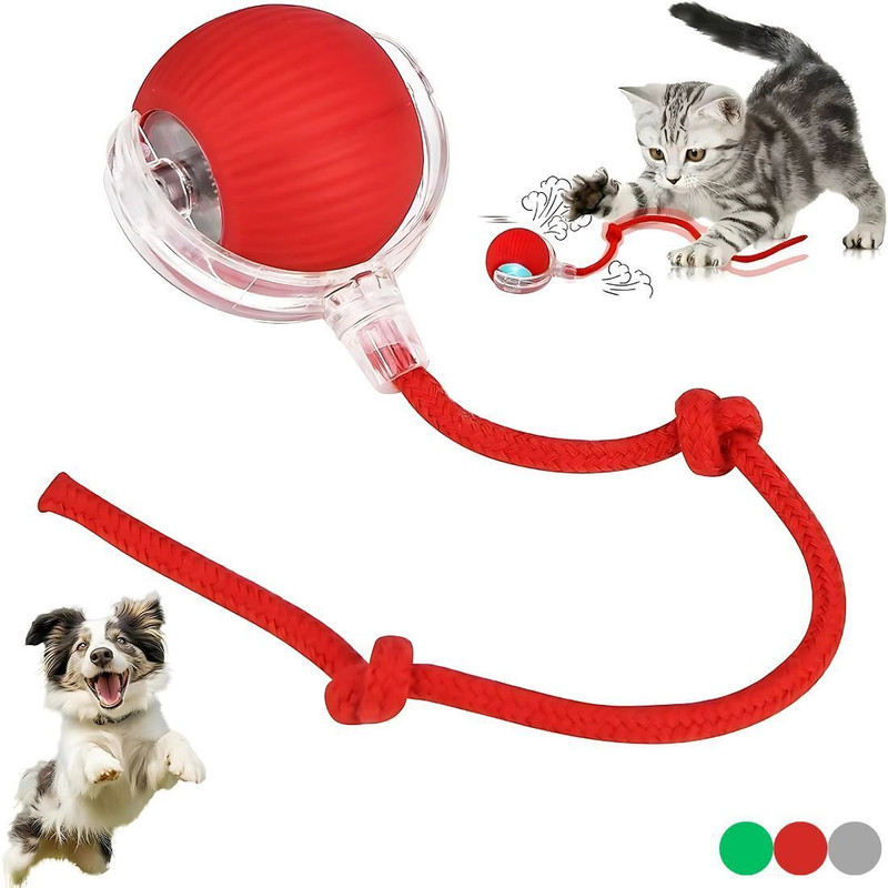 Petsoft Interactive Touch-Activated Cat Toy – Smart Rolling Ball with Auto-Standby Plastic, Rubber Tug Toy, Plush Toy For Dog & Cat