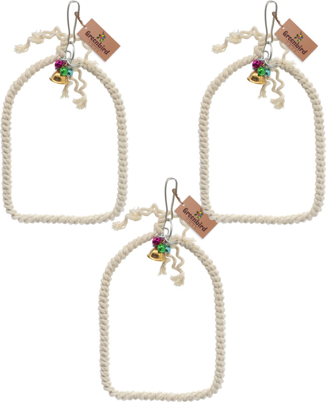 GREENBIRDS Playful & Interactive Round Perch Set Of 3 For Birds & Parrots Cage Hanging Wooden Chew Toy, Training Aid, Perch For Bird