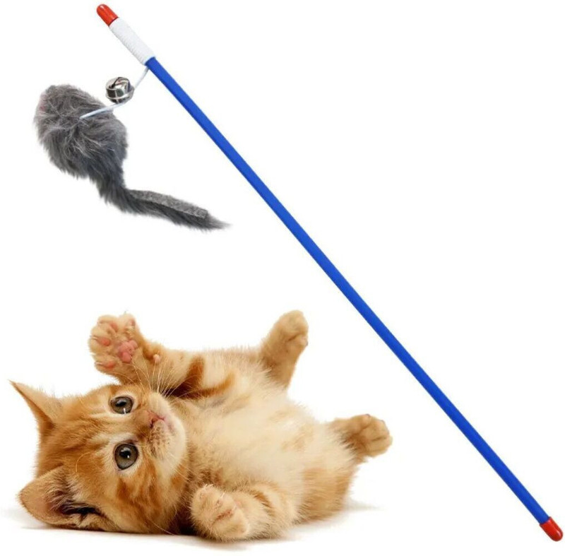 Petfun Mouse Teaser Wand | Interactive Cat Toy with Bells | Exercise & Fun Play Plastic Training Aid For Dog & Cat
