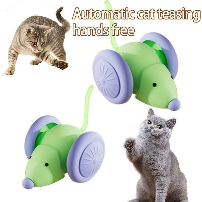 WENGONVILA Interactive Smart Cat Toy – Self Running Rolling Mouse for Cats Plastic Fetch Toy For Cat