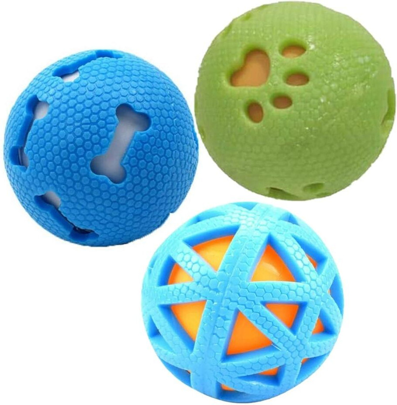 Pet Guard Squeaky Interactive Ball Toy for Dog/Puppy-Small-Multicolored Combo pack of 3 Rubber Squeaky Toy, Chew Toy For Dog & Cat