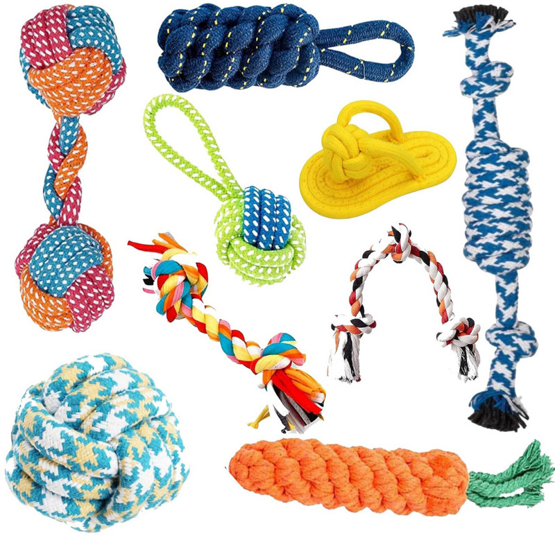 DogTrust Non Toxic and Premium Interactive Dog Rope Toys for Medium PACK OF 9 Cotton Chew Toy For Dog