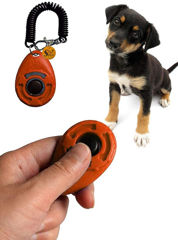 Sage Square Pet Training Clicker with Wrist Strap & Strap Hook for Dog/Kitten/Cat/Puppy/Bird Plastic Training Aid For Dog & Cat