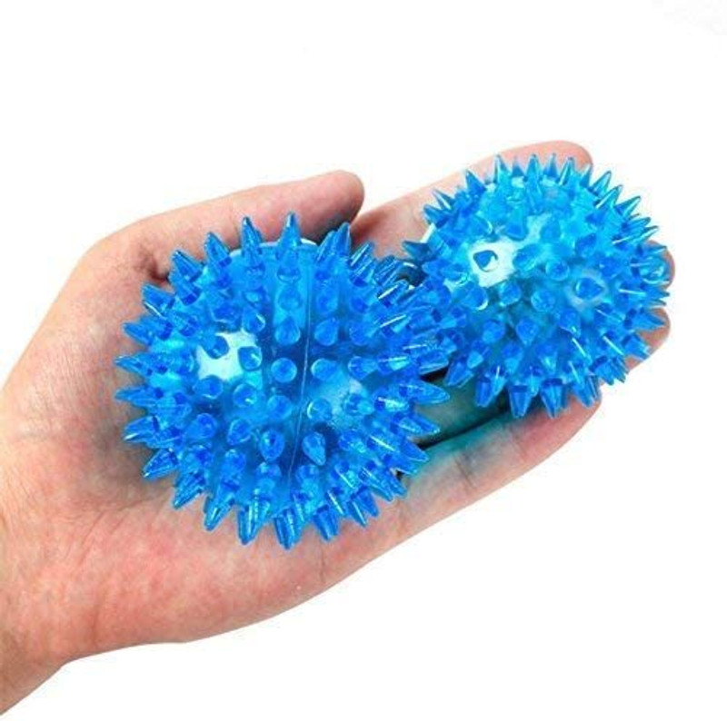 AB Impresso (Pack of 2) Durable Spiky Squeaky Chew Ball Rubber Squeaky Toy For Dog & Cat