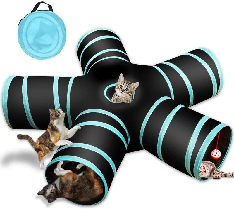 ONOMIE Cat Tunnel Toy 5 Way, Pet Play Tunnel with Storage Bag for Pet Polyester Soft Toy For Cat