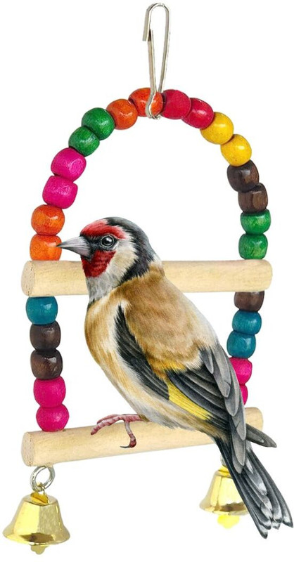 Sage Square 2 Perch Swing Cage Toy - Playful Bonds & Interaction, Colors Joy for Parrots Wooden Training Aid, Stick, Perch For Bird