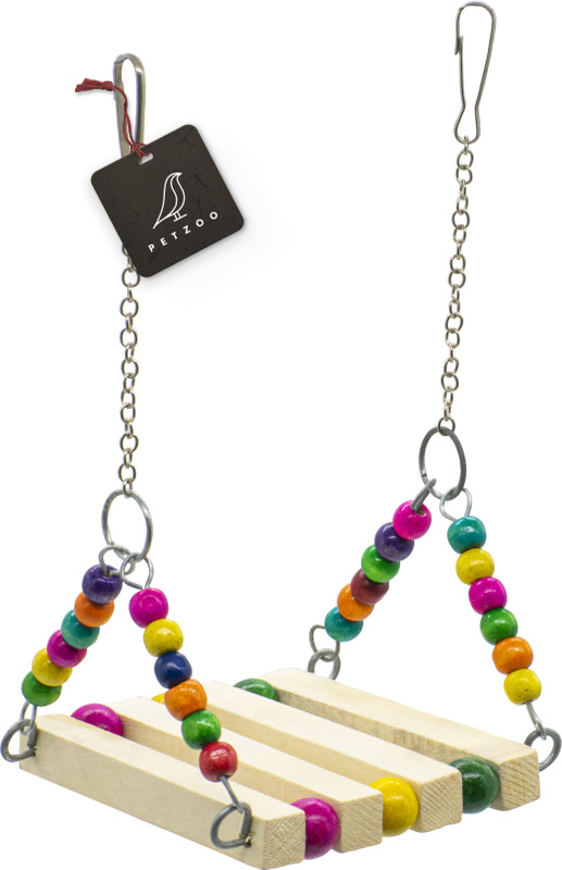PETZOO Wooden Beaded Bold Perch Bird Perch Chew Toy Cage Accessory For Bird Resting Toy Wooden Chew Toy, Training Aid, Perch For Bird