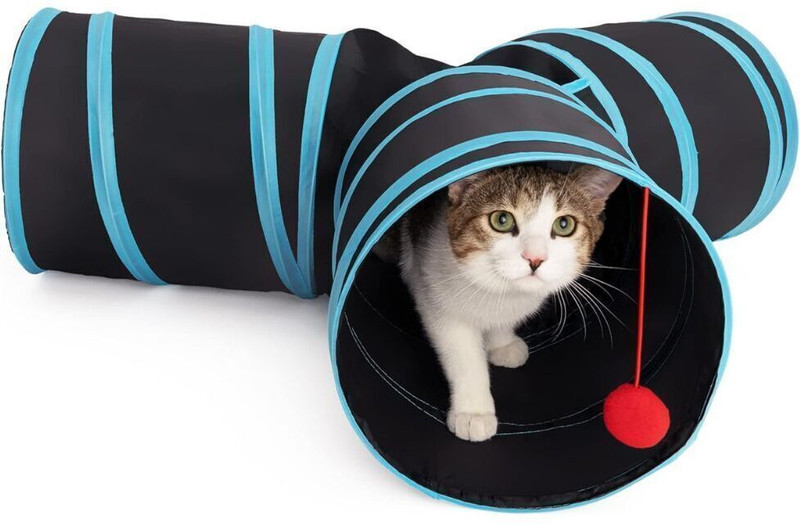 Petfun 3Way Collapsible Pet Tunnel for Cats, Kittens, Rabbits, Puppies & Small Animals Polyester Plush Toy For Dog & Cat