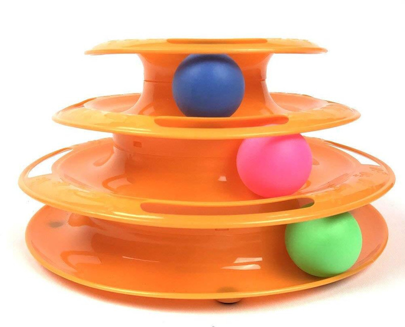 PetFur Cat Toy Roller 3-Level Turntable Cat Toys Balls with Three Colorful Balls Plastic, Rubber Fetch Toy For Cat