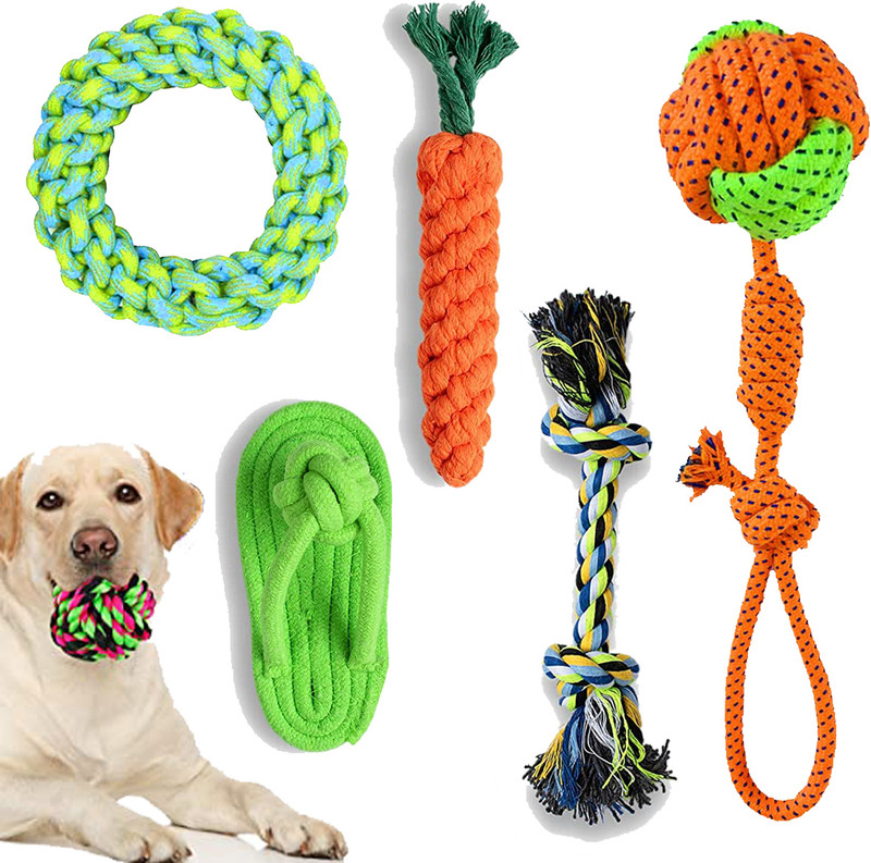 YOUHAVEDEAL Rope Toys Combo 2023 Pack of 6 New Safe & Durable Cotton Dog Rope Toys for Puppy Cotton, Polyester Ball, Chew Toy, Tough Toy, Training Aid For Dog