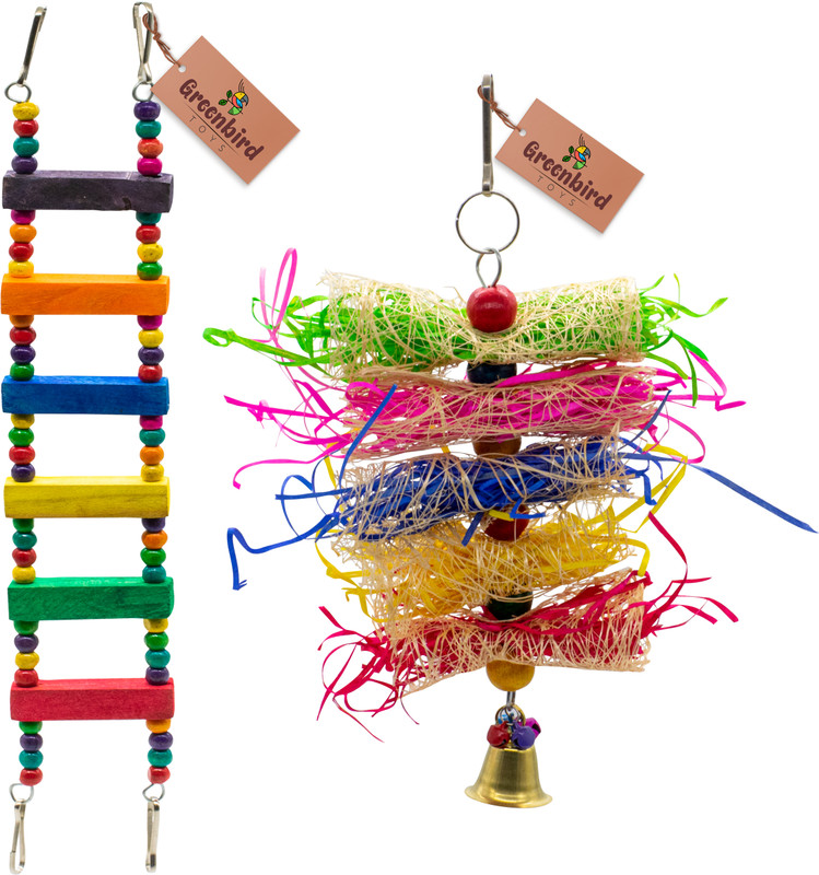 GREENBIRDS TOYS Wooden Cotton Rope Perch For Birds Toy Parrots, Budgies, Cockatiel, Love Wooden Chew Toy, Training Aid, Perch For Bird
