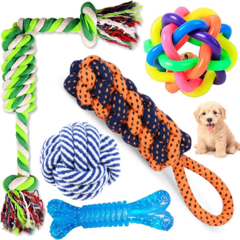 YOUHAVEDEAL Dog Chew Toys for Teething,Cotton Dog Rope Toys, Durable Dog Toys,Teeth Cleaning Cotton, Rubber Ball, Chew Toy, Bone, Rubber Toy For Dog & Cat