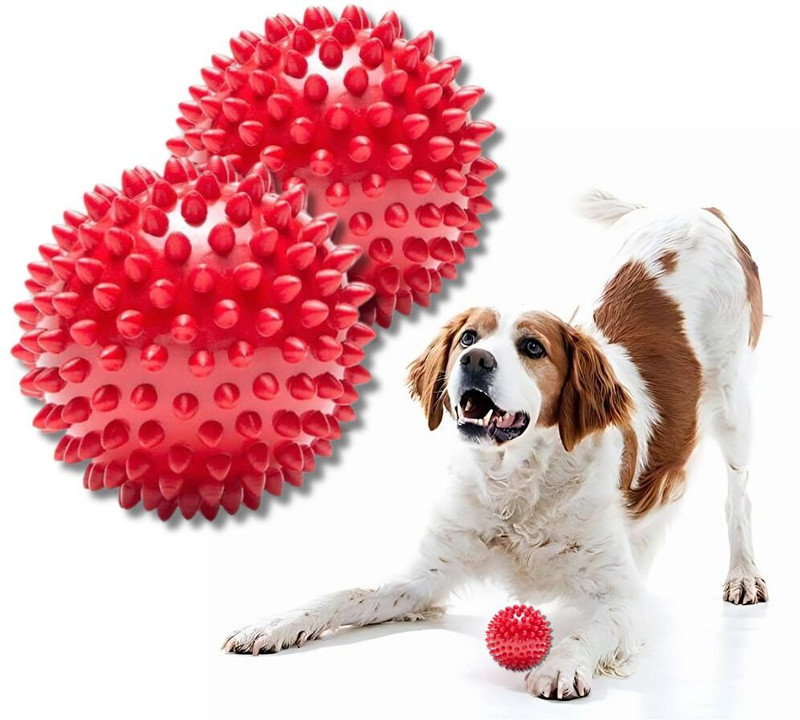 Petfun Red Hard Spike Ball Durable Chew and Rubber Ball For Dog