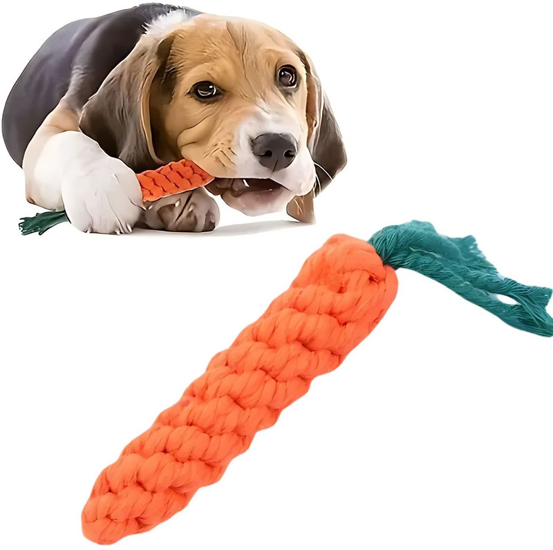 VAYINATO Carrot-Shaped Dog & Cat Chew Toy (Pack of 1) Cotton Chew Toy For Dog & Cat